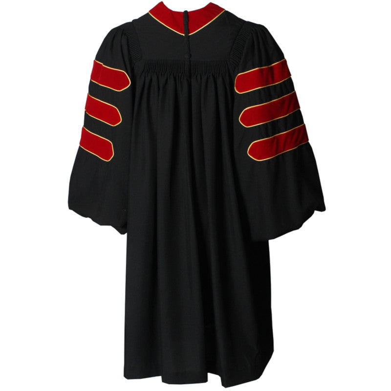 Red Doctorate Robe Red Deluxe Doctoral Gown with Gold Piping- Academic Regalia