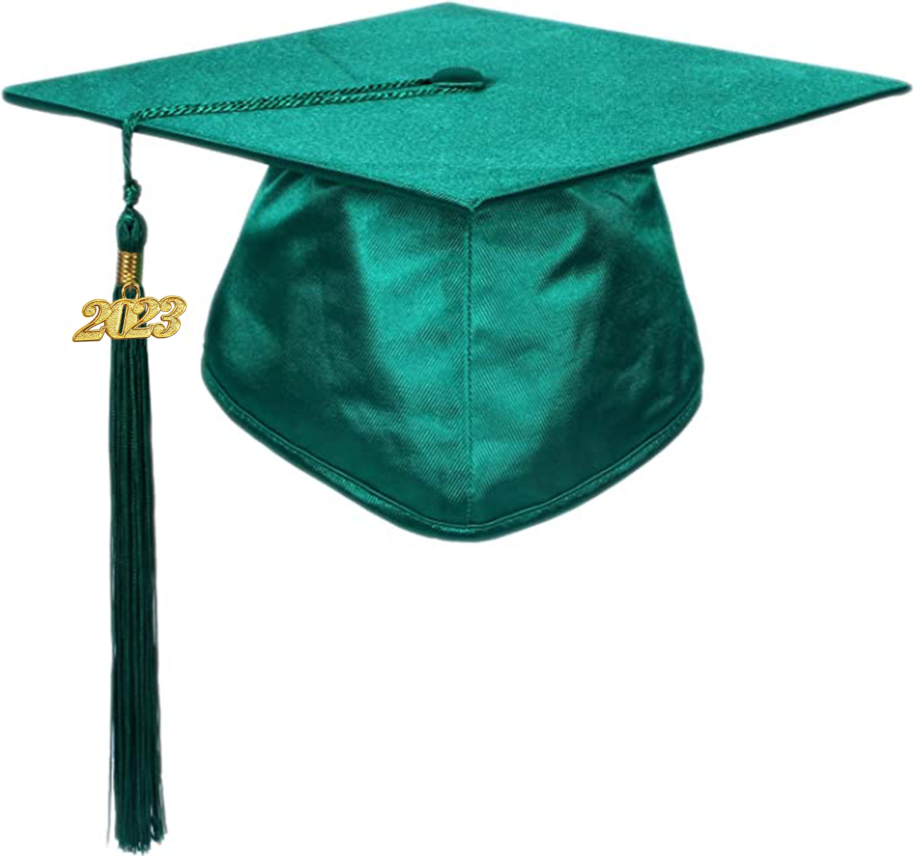 Green Graduation Caps In The Air Graduation Green Cap, White Tassel,