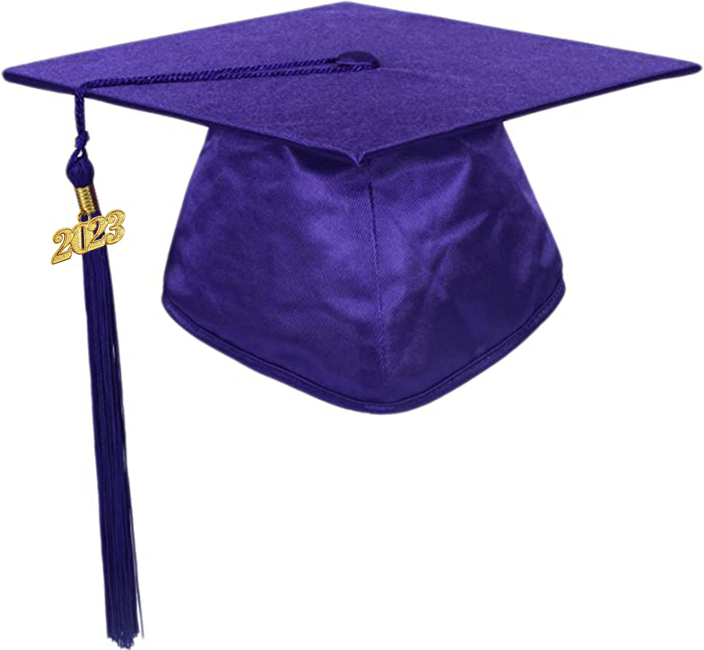 Shiny Purple Graduation Cap and Tassel