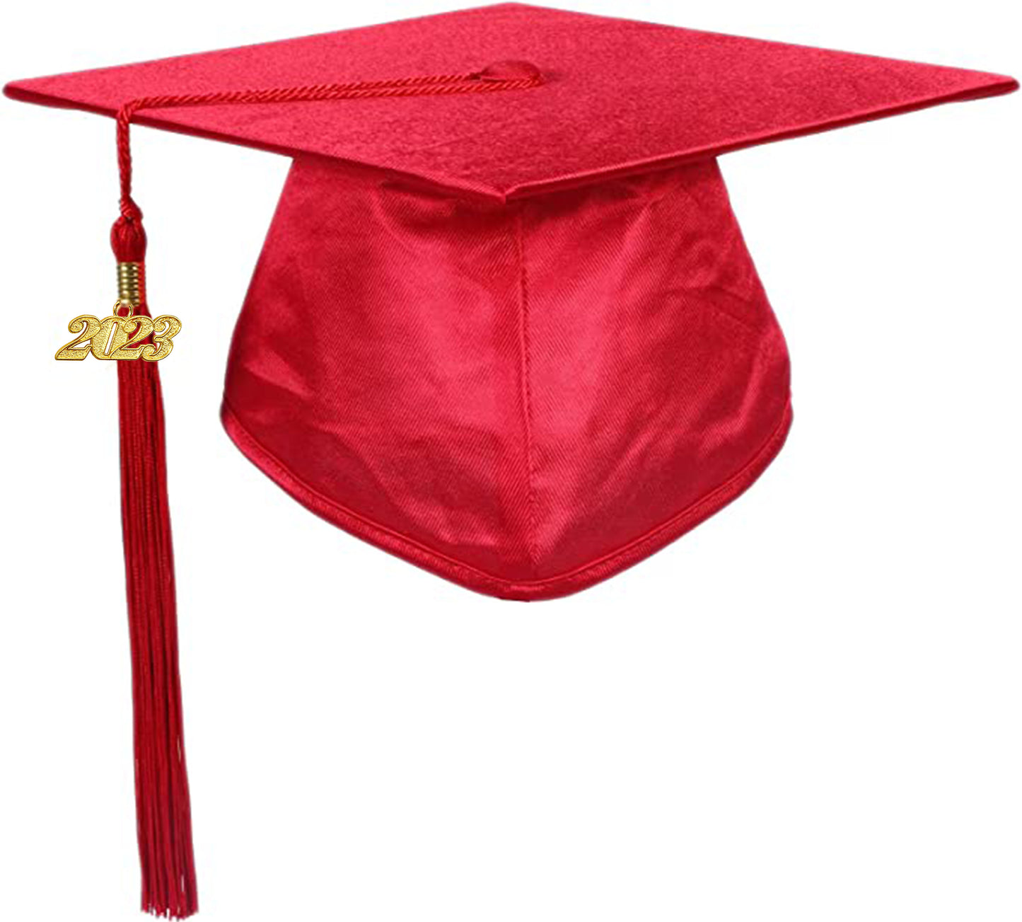 Shiny Red Graduation Cap and Tassel