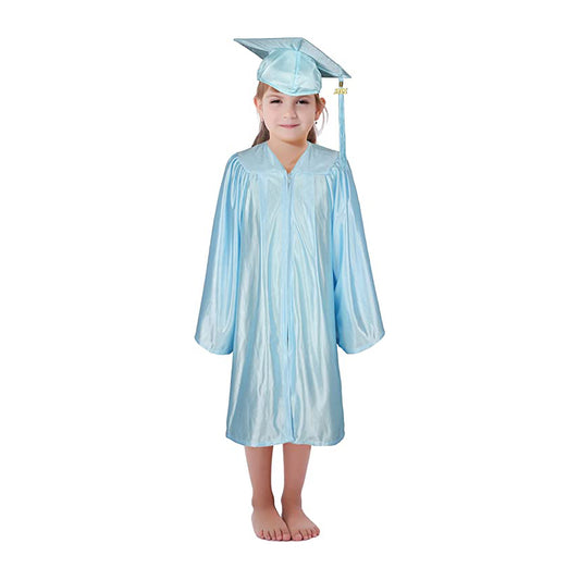 Shiny Kinder Light Blue Cap, Gown & Tassel
