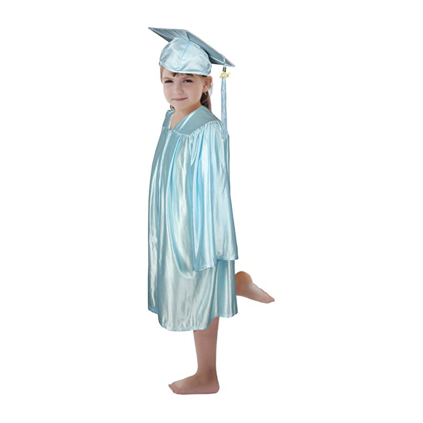 Shiny Light Graduation Cap Gown and Tassel