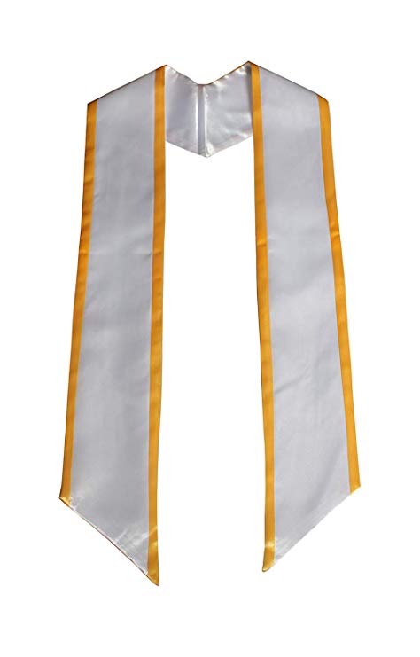 Deluxe White Stole with Gold Trim 72"