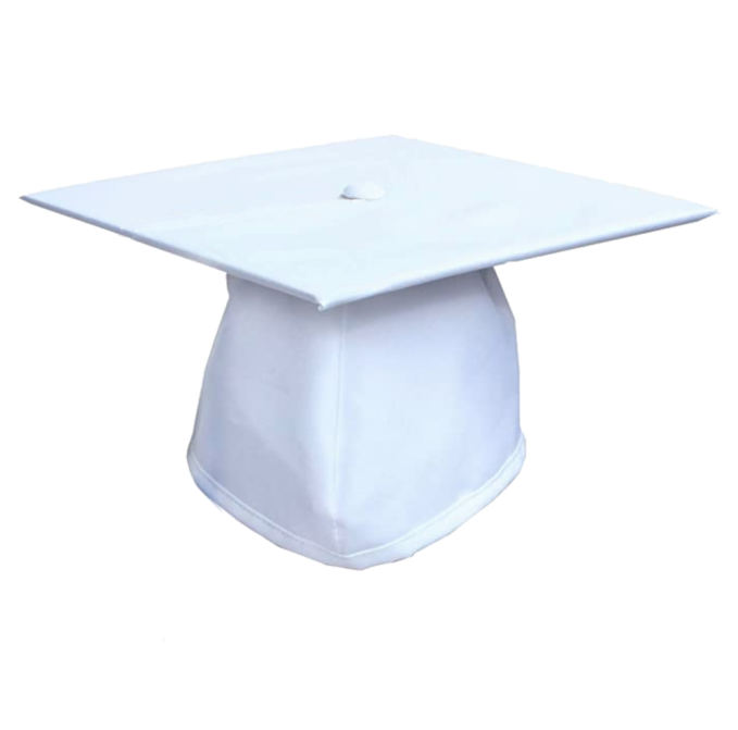 Matte White Graduation Cap - No Tassel